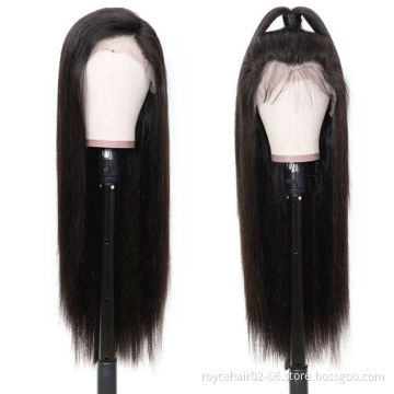 10a 100% Raw Brazilian Human Hair Wholesale Virgin Silky Long Straight Human Hair Transparent 13x6 Lace Front Wig